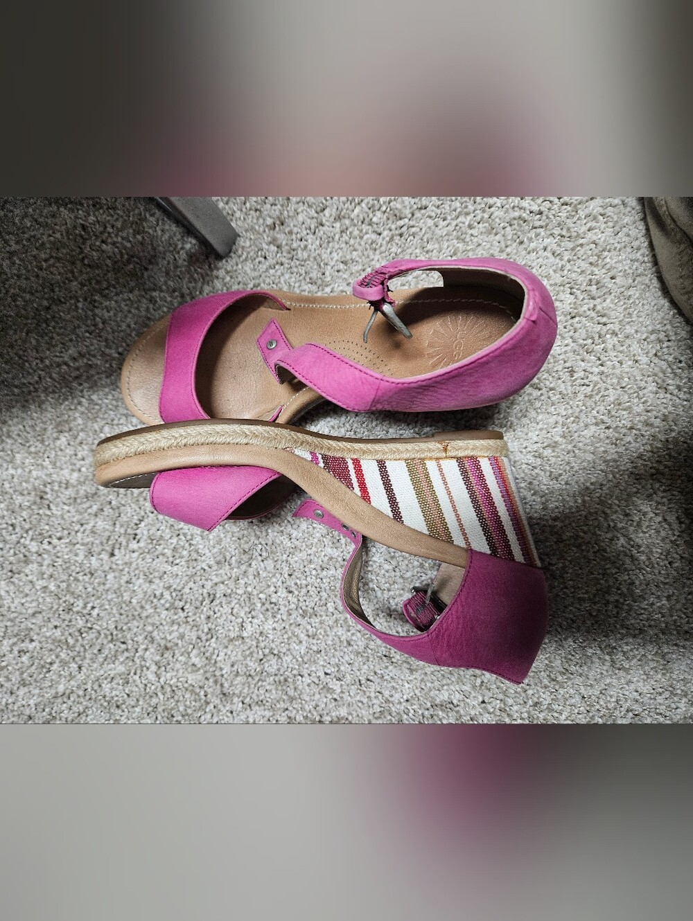CROCS Pink Striped Wedge Sandals